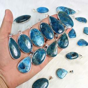 Bleu Apatite Gemstone Pendentif Argent Plaqué Pendentif Apatite Pendentif En Gros Néon Apatite Collier Bijoux Cadeau De Noël - Product Image 4