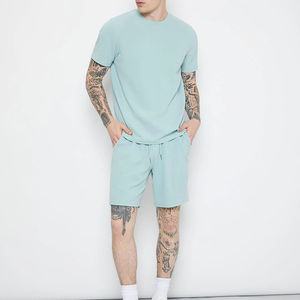 Camiseta informal de verano con logotipo impreso personalizado para hombre, conjunto de pantalones cortos, lavado rentable, 2 piezas, gráfico personalizado de fábrica - Product Image 2