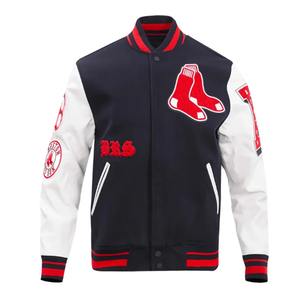 เสื้อแจ็กเก็ตทีมเบสบอลแขนเสื้อหนังขนแกะปักโลโก้สำหรับผู้ชายและผู้หญิง - Product Image 6