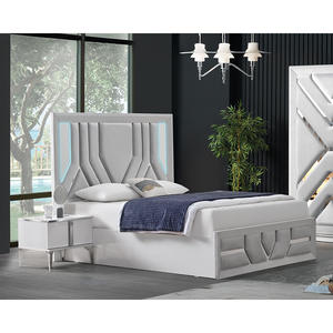 Juego de dormitorio de lujo turco Boss Grey con armario deslizante tapizado y cama con almacenamiento flexible al por mayor - Product Image 3