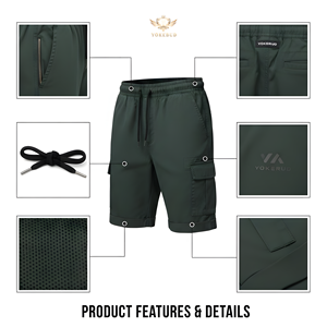 Pantalones cortos informales elásticos clásicos para hombre, diseño Premium, cintura media, tejidos, ropa regular para exteriores, Yokebud, venta al por mayor, el mejor servicio OEM - Product Image 6