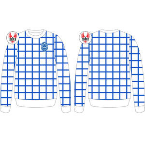 Sudadera de cuello redondo de hermandad griega personalizada azul blanco tema frontal bordado letras griegas lavado ácido impreso inspirado en la Hermandad - Product Image 1