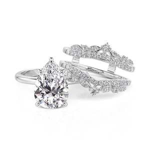 Ensemble de bague de fiançailles Jeulia avec moissanite taille poire en argent sterling - Product Image 3