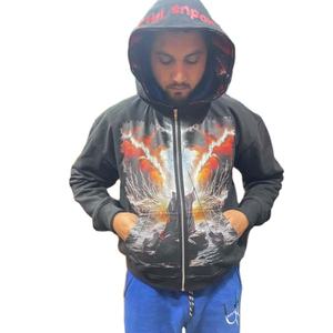 Sudadera con capucha para hombre de gran tamaño con logotipo personalizado Heavyweight 500 Gsm Puff Printing Distressed Digital Printing on Demand for Season Men - Product Image 1