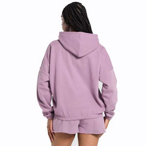 Logo personnalisé 100% jersey polaire de coton poids lourd pour femmes 2 pièces sweat à capuche et short de survêtement ensemble sweats à capuche - Product Image 3