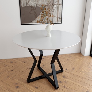 Juego de Mesa de Comedor Redonda Vera de 100 cm, Madera de Caucho Ensamblada con Patas de Hierro con Recubrimiento en Polvo, Extensible para Uso en Bares Domésticos - BA68044 - Product Image 4