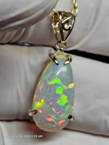 Grand collier en opale plaqué or 14 carats naturellement beau collier en cristal pendentif en or opale bijoux en argent sterling 925 - Product Image 5