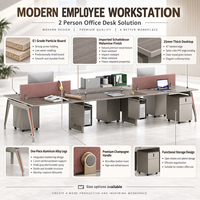 Bureaux de bureau ouverts avec cloison, poste de travail moderne pour 6 personnes avec panneau d'intimité pour zone de bureau professionnelle