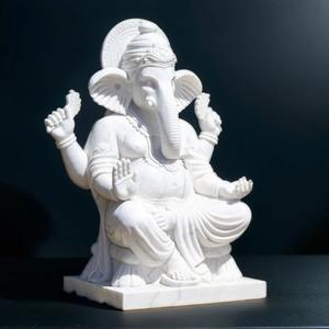 Wholesale Supply Handmade Eco-Friendly Marble Lord Ganesha Sculptures for Home Temple and Office Decor - Product Image 2