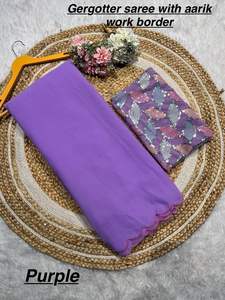 Nouveau créateur de lancement Georgette lisse avec broderie et sari de travail de séquence pour les femmes - Product Image 6