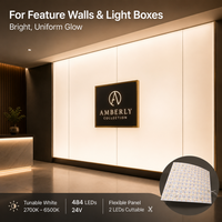 Feuille LED matricielle ultra-mince 24V à intensité variable CCT, lumière uniforme, surface incurvée pour comptoir en marbre, panneau lumineux LED