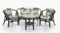 Ensemble Bali canapé avec coussin rouge Design élégant pour meubles de salon pour villa ou hôtel rotin fait main de vente à chaud