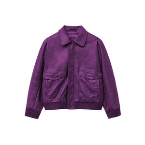 Premium Men's Vintage <b>Winter</b> <b>Leather</b> <b>Jacket</b> High Quality Thick <b>Leather</b> Stand Collar Embroidered Crocheted Weaving Technics OEM - Product Image 2
