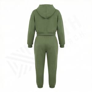 Ensemble de survêtement décontracté personnalisé 100% coton mi-lourd vintage pour femmes, sweat-shirt à capuche intégral et pantalon de jogging, athlétique, gym, fitness - Product Image 2