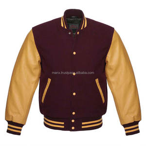 Veste universitaire unisexe à logo personnalisé, manches en cuir, collège, baseball, style letterman, veste noire à fermeture éclair décontractée, ODM - Product Image 1