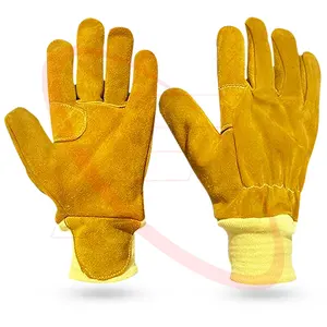 Sarung tangan pemadam kebakaran tahan panas dengan pelindung kelembaban sarung tangan keselamatan pemadam api sarung tangan kerja kulit sapi