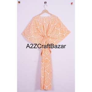 Wholesale Classy Summer Kaftan in Pure Cotton Sexy Half Sleeve Streetwear with Hand Block Print Geometric Pattern For <b>Girls</b> - Product Image 5