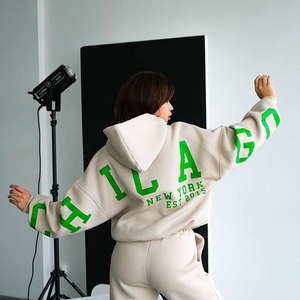 Moda mujer sudaderas con capucha de gran tamaño pulóver sudaderas básicas algodón polar manga larga logotipo personalizado ropa de calle proveedor - Product Image 4