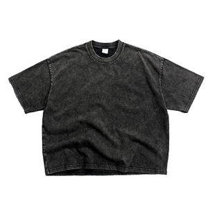 Camiseta al por Mayor con Logotipo Personalizado, Estilo Holgado, Tejido de Algodón Grueso, Estilo Cuadrado, Lavado Ácido, Estampado Sólido, Camiseta Lisa - Product Image 1