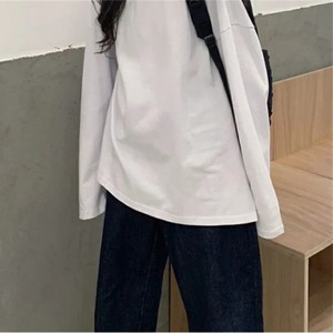 <b>Long</b> <b>T</b> <b>Shirt</b> Spring Autumn Solid Simple Oversized <b>T</b>-<b>shirt</b> for Women <b>T</b>-<b>shirts</b> Split White <b>Black</b> <b>Long</b> Sleeve Tops - Product Image 4