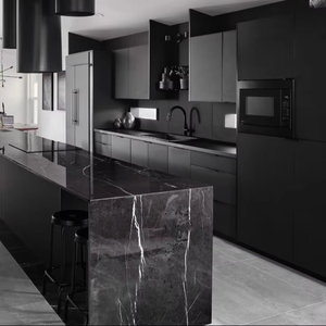 Panneau en pierre frittée aspect marbre noir de qualité supérieure, finition en pierre artificielle au design moderne pour revêtement mural de cuisine et de salle de bain - Product Image 1