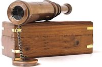 Télescope vintage en cuivre de Londres de 1917, jumelles nautiques en laiton avec boîte en bois, artisanat métallique, lunette marine antique pour cadeau et décoration