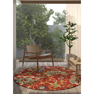 Alfombra de Lana Floral Hacienda Roja y Naranja, Hecha a Mano, para Sala de Estar y Pasillo, 10 mm de Grosor, para Adolescentes - Jaipur Rugs ZA - Product Image 5