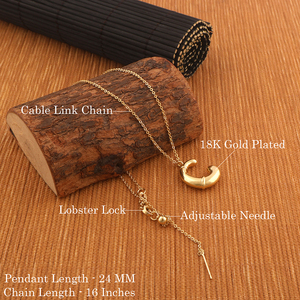 สร้อยคอประดับจี้รูปลูกโป่งสีทองล้วนตัวอักษร C สร้อยคอทองเหลืองชุบทอง - Product Image 2