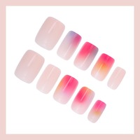 NBL-JX-139 Faux Ongles Carrés Macaron à Presser 30 Pièces Nude Ombré Réutilisables Épais Vente en Gros