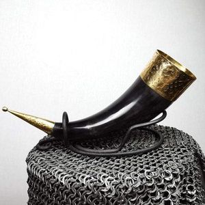 High Standard Quality Viking Drinking Horn Ceramic Cup with <b>Stand</b> Antique Carved Low Price for Christmas Parties - Product Image 5