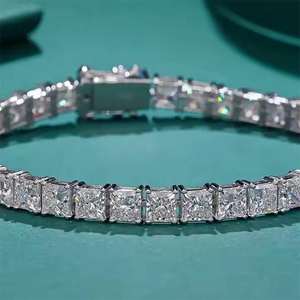 Beautiful VS1 <b>20</b> Carat Moissanite Tennis Bracelet 925 Sterling Silver Rhodium Plated Chain Link Unisex Jewelry Party <b>Wedding</b> - Product Image 1