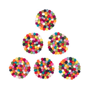Meilleurs dessous-de-plat et sous-verres en feutre de laine écologiques de style classique himalayen, motifs colorés, 10 cm de diamètre, pour la cuisine et la décoration de la maison - Product Image 4