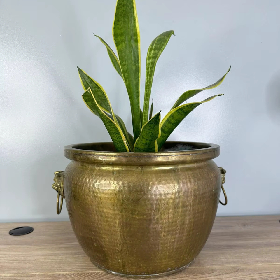 Round Base Floor Top Planters Large In Size Copper Pots Garden Pots Eco-friendly Home Use Suppliers Manufacturer