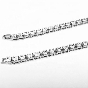 Chaîne de tennis en argent sterling de haute qualité plaquée or 14 carats, éclat époustouflant, longueurs personnalisées, unisexe, pour bijoux hip-hop, vente en gros - Product Image 2