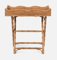 Plateau pliable réglable élégant Table majordome en rotin tissé à la main du Vietnam en bois de bambou PC pour servir du café