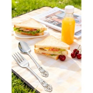 Ensemble de couverts de mariage vintage en bois, design de manche orné, style baroque de luxe, couverts écologiques - Product Image 4