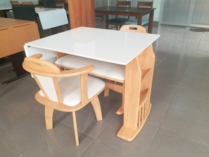 <b>Dining</b> <b>Chair</b> Solid Rubber Wood Frame Back Swivel Structure Comfortable White <b>Cushion</b> PVC Seat Foldable Modern Minimalist Home - Product Image 4