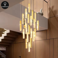 Lustre moderne de luxe en or à LED Mini lustres en cristal avec télécommande pour hall d'hôtel Escalier haut plafond