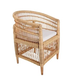 Chaise baril en rotin naturel tissé à la main avec coussins Fauteuil Boho moderne pour intérieur et extérieur - Product Image 6