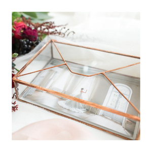 Glass Photo <b>Box</b> - Newlywed <b>Gift</b> - Geometric <b>Envelope</b> Holder - Photography Retro Copper Glass Cosmetic Jewelry Display Storage - Product Image 4