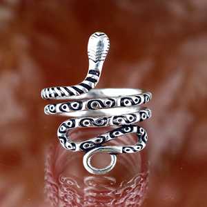 Anillo en espiral de serpiente de plata de ley 925 para hombres y mujeres, joyería de Animal de tamaño ajustable de plata gótica Punk Rock Vintage - Product Image 1