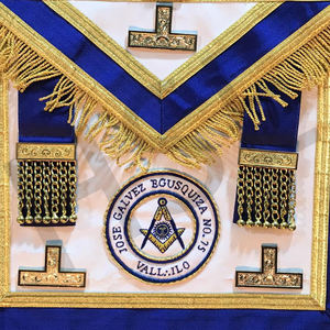 Delantal Masónico Azul y Dorado de Alta Calidad, Delantal de Logia Bordado a Mano con Flecos Dorados para Maestro Masón - Product Image 6