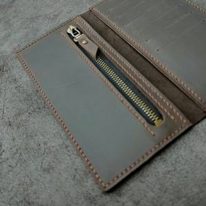 Titulaire de la carte de crédit vintage poche en cuir mince pour les affaires longue longueur de portefeuille avec motif uni LWW-0104 - Product Image 5