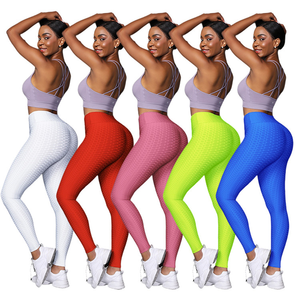 Leggings deportivos transpirables de poliéster de cintura alta con estampado personalizado para mujer precio al por mayor - Product Image 1