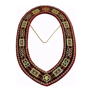 Masonic Regalia Rhinestones Jewels Shriner Chain Collar With Red Backing Velvet