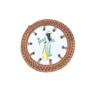 Posavasos de ratán Natural de jacinto de agua de bambú ecológico clásico, bolsa de estilo tejido, venta al por mayor, artesanías de mimbre de Vietnam - Product Image 2