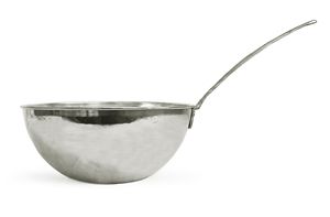 Casserole Wok en cuivre de 10 "-11" une poignée en laiton faite à la main et martelée à la main, authentique, cuisine traditionnelle, couleur nickel étamé - Product Image 2