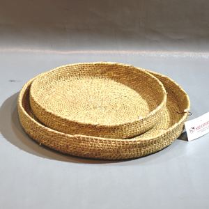 Lot de 2 plateaux de service multifonctionnels en rotin tissé et osier paniers de rangement empilables pour fruits et légumes - Product Image 2