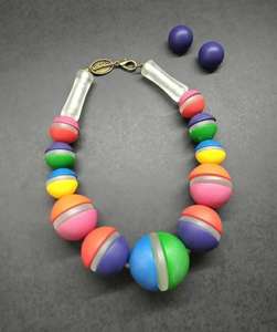 Collier en métal et résine Collier articulé Chunky Chaîne bohème réglable Pièce de cou pour cadeau de mariage Perles rondes en résine faites à la main - Product Image 6