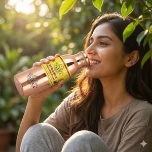 Bouteille d'eau en cuivre pur pour boire, fabriquée en Inde, 34 OZ/1000 ML - Product Image 6